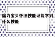 魔力宝贝怀旧技能证能学到什么技能-魔力宝贝怀旧技能证能学到什么技能啊