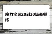 魔力宝贝20到30级去哪练-魔力宝贝20到30级去哪练级好