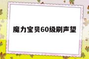 魔力宝贝60级刷声望-魔力宝贝60级刷声望多少钱