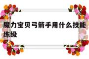 魔力宝贝弓箭手用什么技能练级-魔力宝贝弓箭手用什么技能练级最快