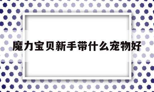 魔力宝贝新手带什么宠物好-魔力宝贝新手带什么宠物好玩