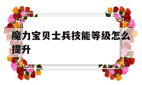 魔力宝贝士兵技能等级怎么提升-魔力宝贝士兵技能等级怎么提升快